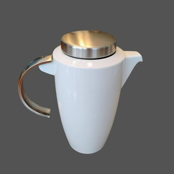 MCM Thomas Rosenthal Vario Porcelain & Stainless Coffee Set, Postmodern Cups Pot - Picture 5 of 12